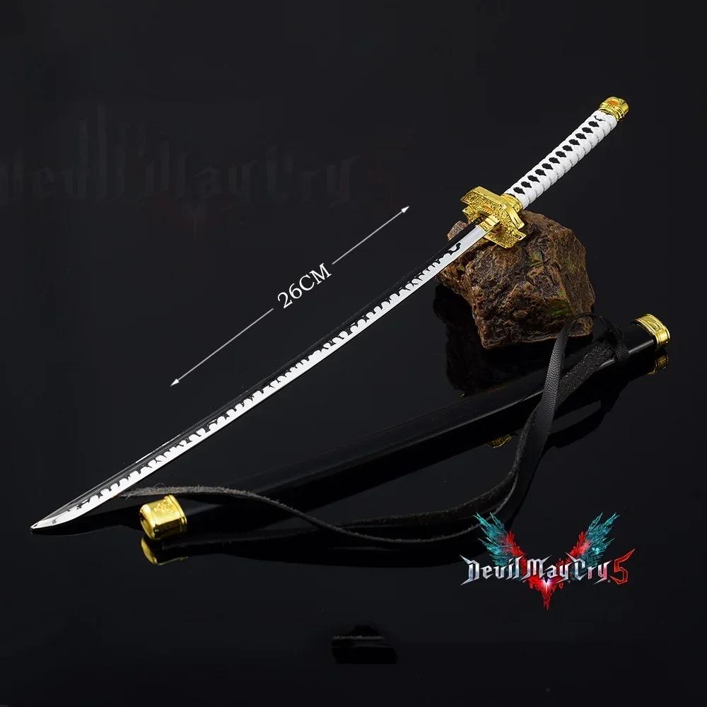 25см Металлическая катана Ямато Вергилия из Devil May Cry 5 Железный нож ниндзя Меч Ямато Настоящий меч Мини-японская катана Детская игрушка Аниме подарок