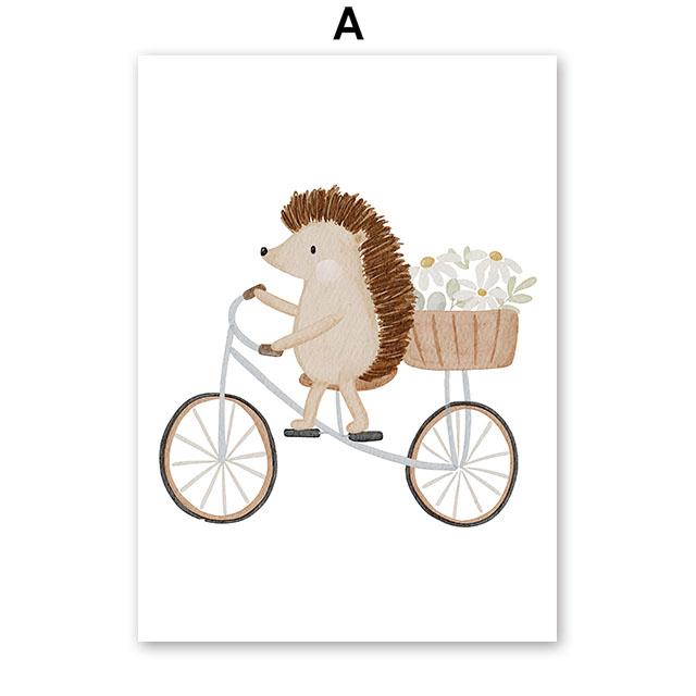 

Boho Cartoon Bear Hedgehog Car Ship Balloon Posters Art Prints Canvas Painting Wall Pictures For Baby Kids Room Home Decoration 13X18 cm No Framed