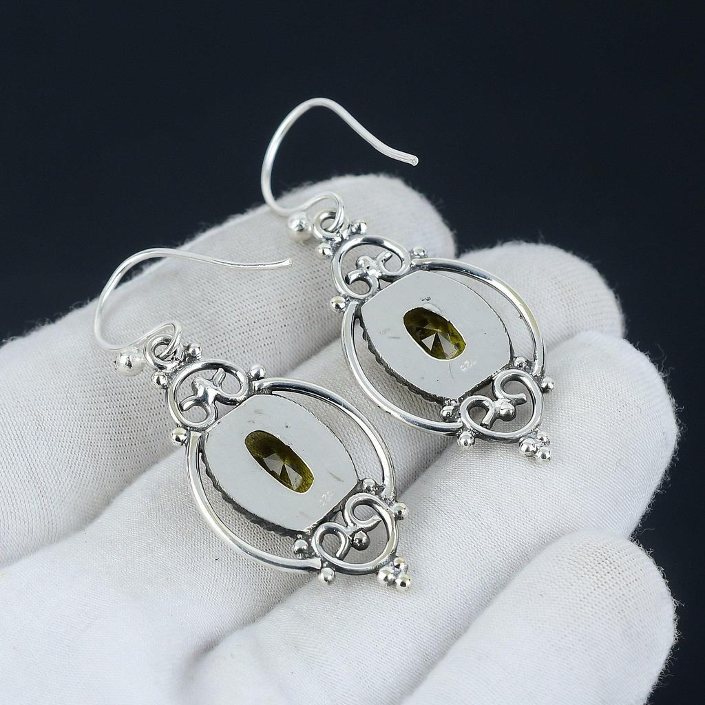 Citrin Ohrringe, Citrin Silber Ohrringe, Citrin Kristall Cabochon Ohrringe, 925 Sterling Silber Ohrringe, Edelstein Ohrringe, Baumeln Ohrringe
