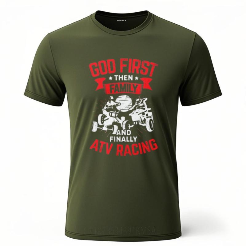 

Travel For him Oneck t shirt Casual God First Then Family And Finally Atv Racing Retro For him Tee shirt Oversized Tshirt 4XL