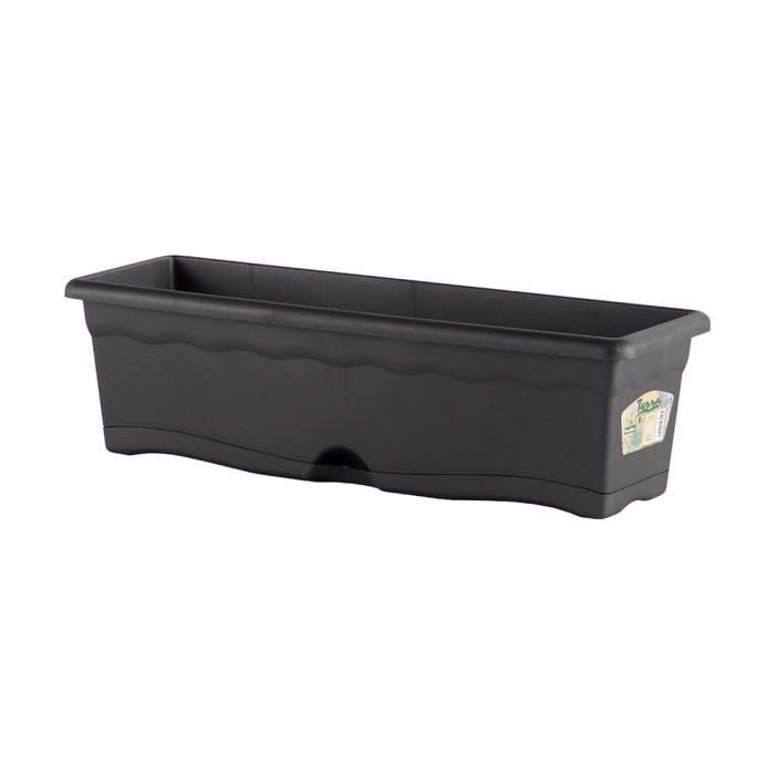 PLASTIKEN Rektangulær plantekasse - 80 X 20 cm med brett - Antrasitt