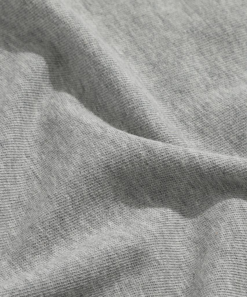 KIIMUIR [Crop] Heavy Cotton Roll-Up Henley Neck Short Sleeve T-Shirt_Melange Gray