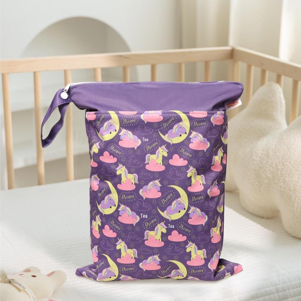 Nordic Dinosaur Baby Room Storage Bag - Waterproof Double Layer Wet/Dry Hanging Bag