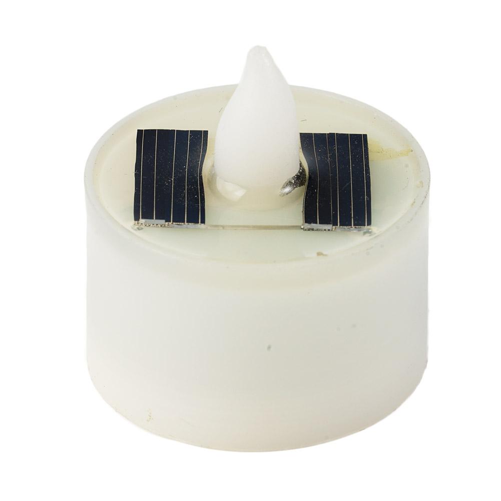 LED Flameless Candles Solar Tea Light Flicker Warm Light Yellow Light Waterproof Fake Candle For Outdoor Garden Yard  N P6J9