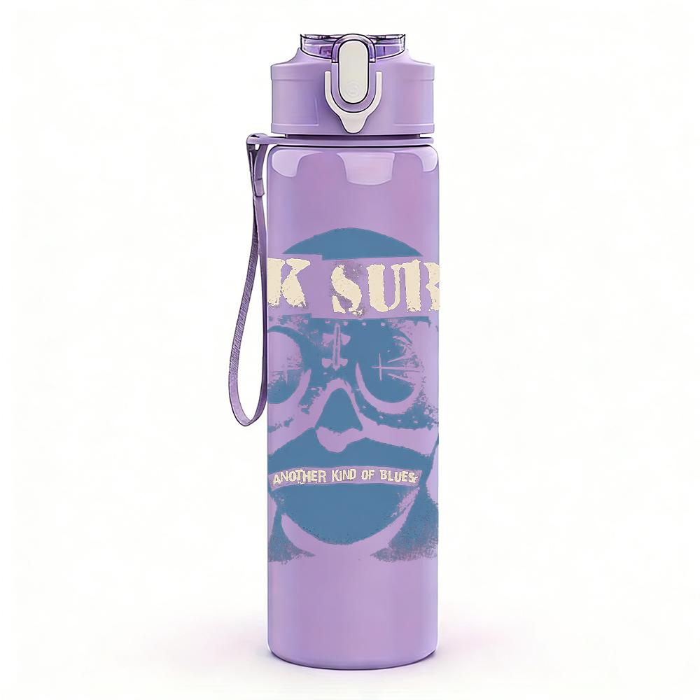 1PC Night watch shield vintage print 750ml colorful plastic sports water bottle leakproof pop up lid with straw for outdoor work home use