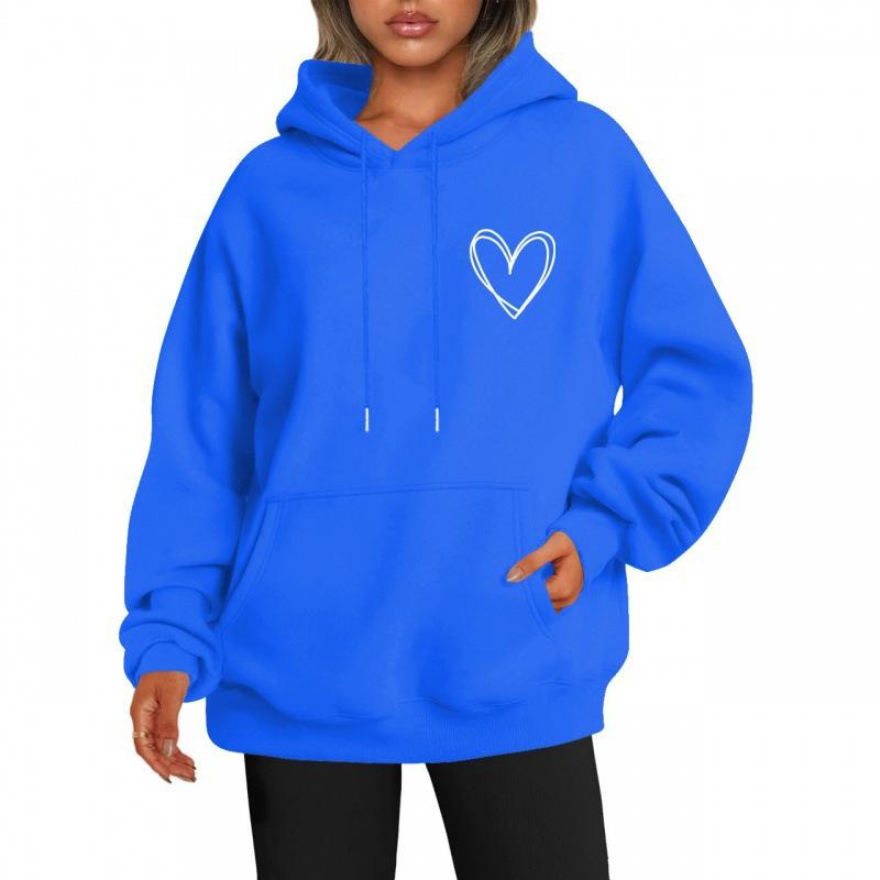 Autumn Love Printed Hoodies Fashionable Casual Sports Long Sleeved Women's Hooded Sweatshirts