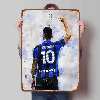 Fußballstar Lautaro Trikot Nr. 10 Rückseite Jubel Bügeleisenbild Inter Mailand Fan Dekoration Wohnzimmer Wandkunst