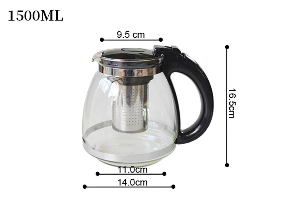 Fashion Glass Teapot for Tea Flower with Removable Steel Infuser Filter 1500ml Creative Design Glass Teapot Tea Kettle