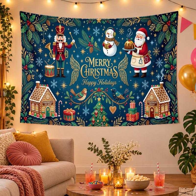 Weihnachtsthema Wandteppich, Xmas Wandbehang, Feiertags-Heim Schlafzimmer Dekoration