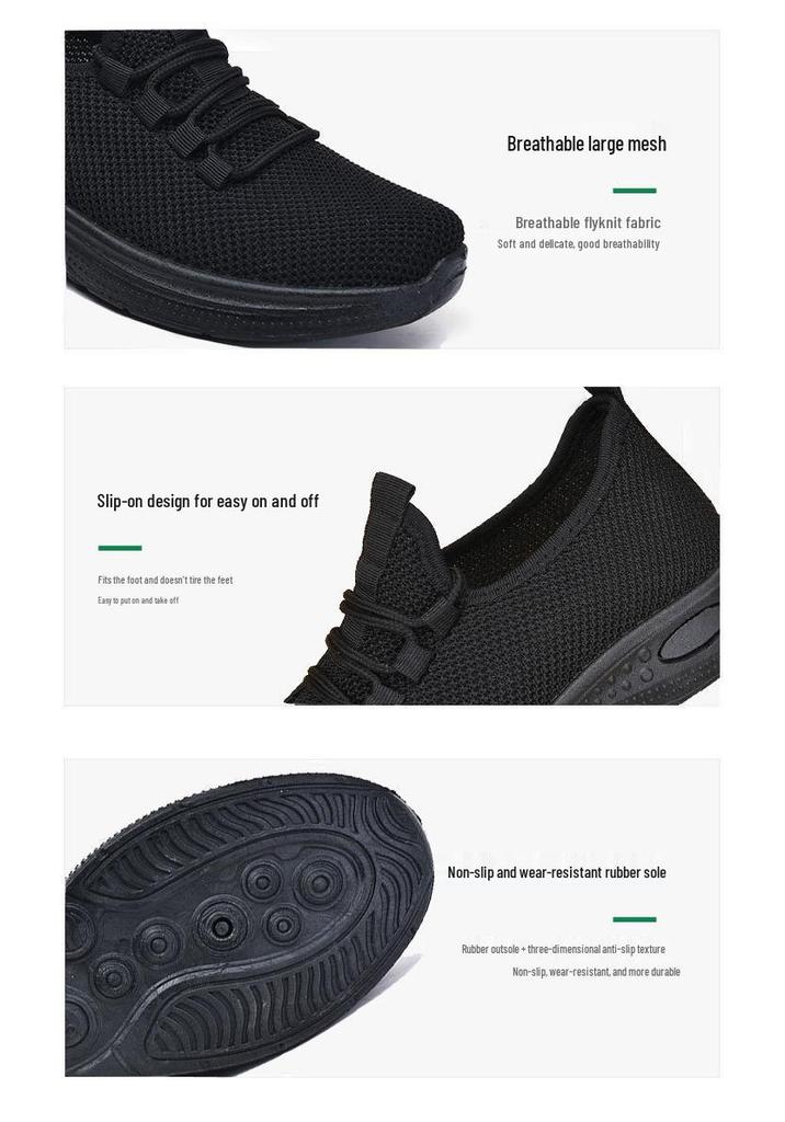 Damen Rutschfeste Weiche Sohle Netzschuhe, Atmungsaktiv Frühling/Herbst Schwarze Arbeitsschuhe