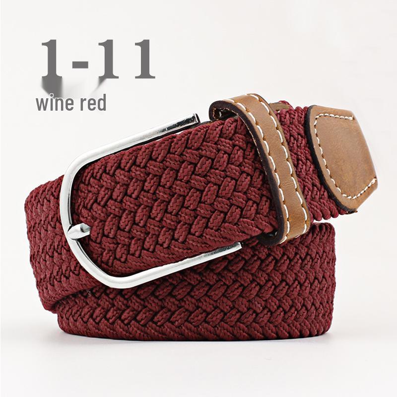 Korean Style Elastic Braided Canvas Belt with Pin Buckle for Men and Women