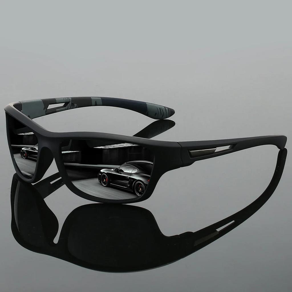 Y2k Sports Goggle Men Fashion Wrapped Round Mirror Outdoor Riding Sunglasses Trendy Professional Ani-UV Protective Shades