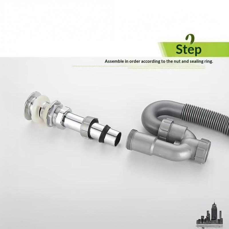 Lavatory Sink Drain Flexible S-Trap Hose PP Anti-Odor Extended Leakproof Fitting for Kitchen Bathroom Plumbing Repair