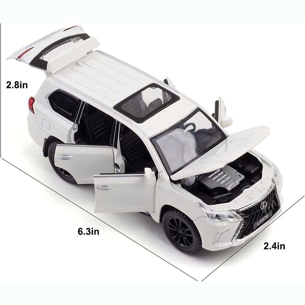 1:32 Scale Lexus LX570 Off-Road Alloy Diecast Model Car, Pull Back Metal Vehicle Toy with Sound and Light Συλλογή δώρων 6 Ανοιχτές Πόρτες για Παιδιά Ενήλικες