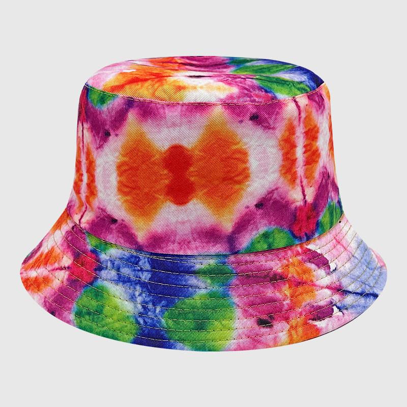 Neutral Summer Tie Dye Printed Fisherman Hat Outdoor Breathable Hat Sunshade