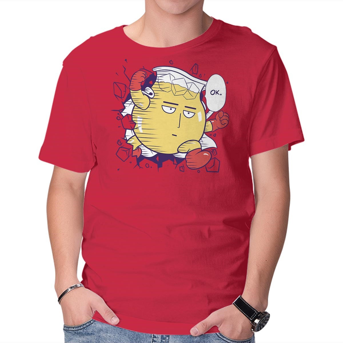 Unisex Crew Neck T-Shirt Punch-Aid Graphic Short Sleeve Casual Tee L
