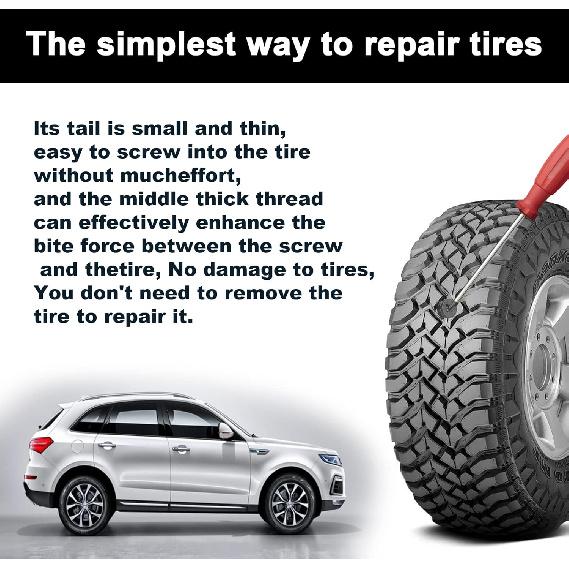 60Pcs Tire Repair Rubber Nail, Rubber Screw Tire Plugs Self-Service Vacuum Tire Repair Nail Kit Tires Quick Puncture Repair Tools For Auto