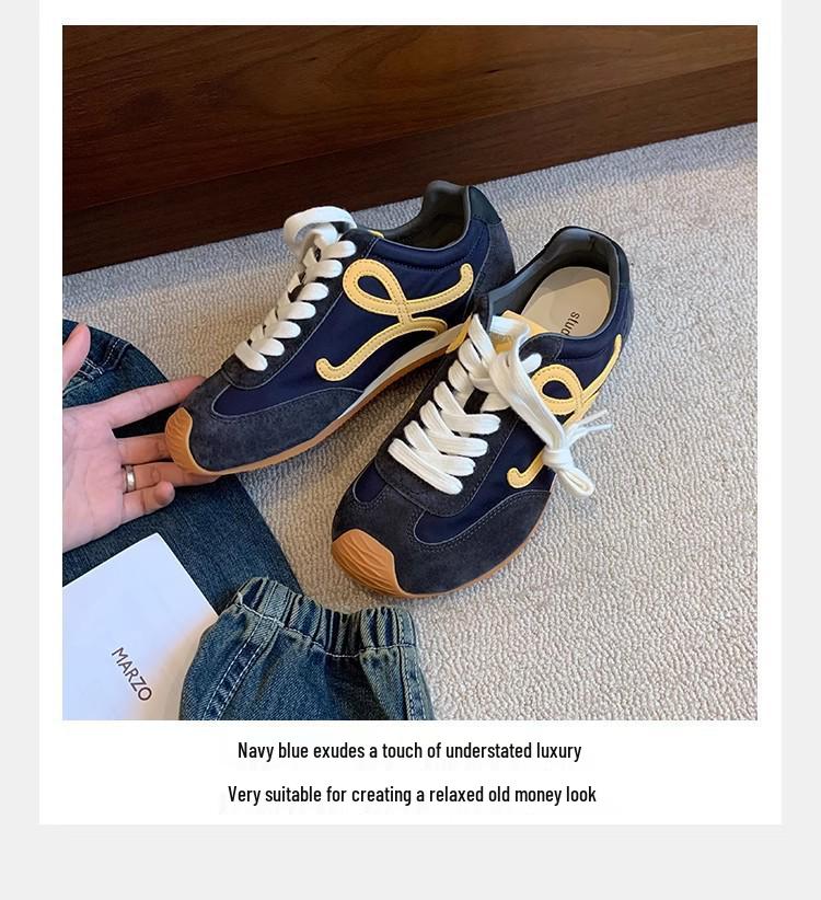 2025 Autumn Women's Retro Cowhide German Trainers with Asymmetrical Toe, Inner Lift, and Lace-up Design