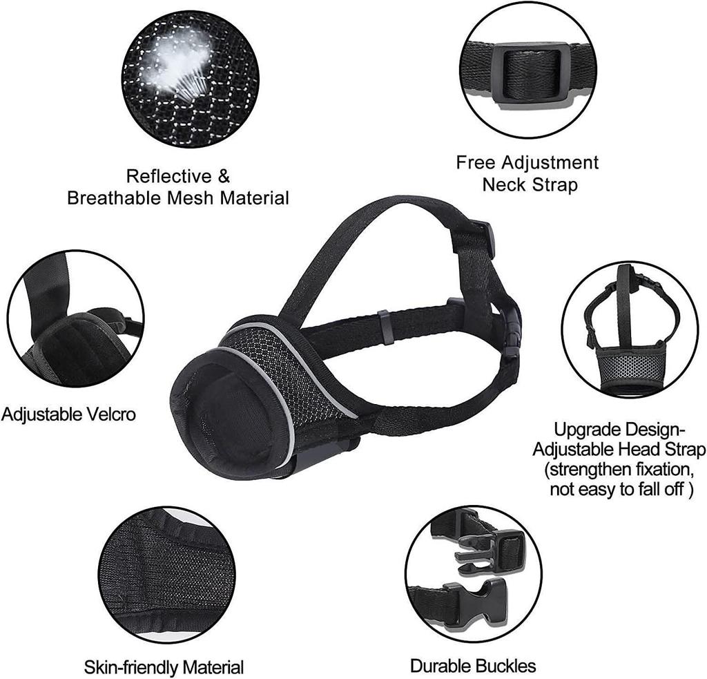 Adjustable Breathable Dog Muzzle - Lick & Bite Proof, Drink Friendly Pet Mask