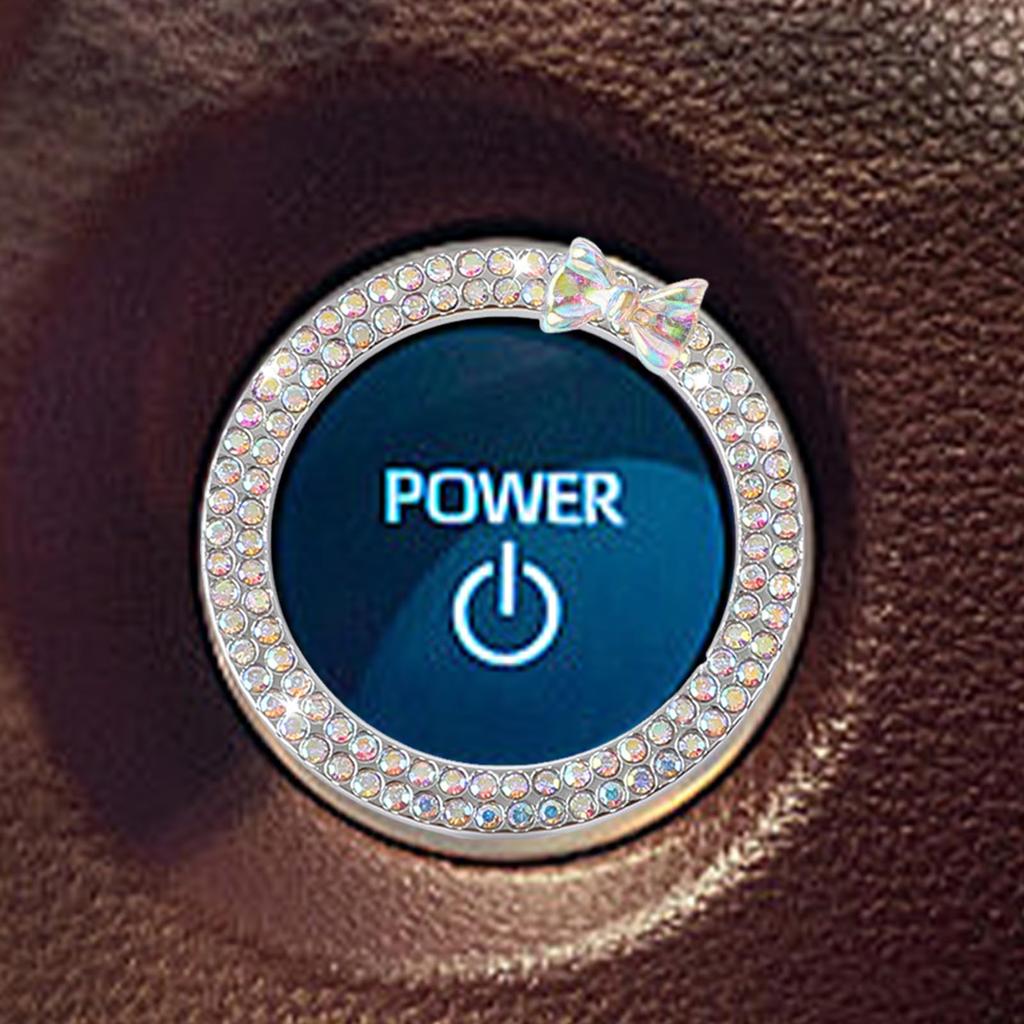 Mechesa Rhinestone Car Engine Start Stop Decoration Ring, Car Push Start Button Ring, Rhinestone