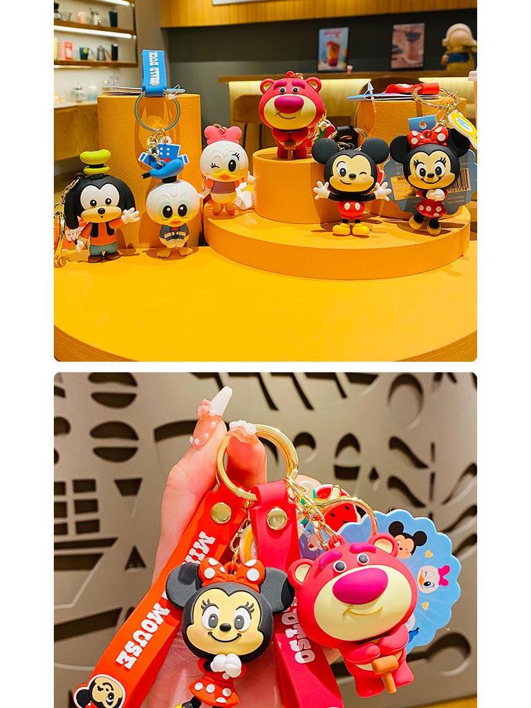 Genuine Lotso Mickey Plush Keychain - Creative Couple Bag Pendant Car Keyring Small Gift.