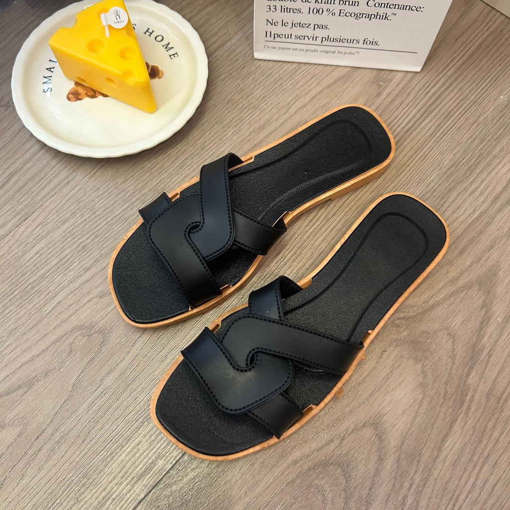 Summer new cross-strap slippers women's simple one-word drag fashion versatile Internet celebrity ins