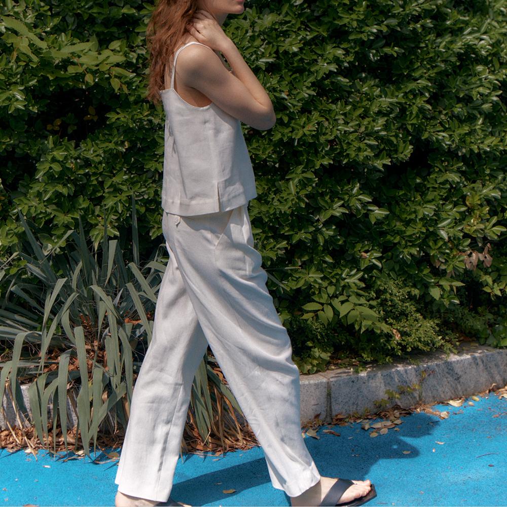 NOEUD Knotted Linen Slacks (Ivory)