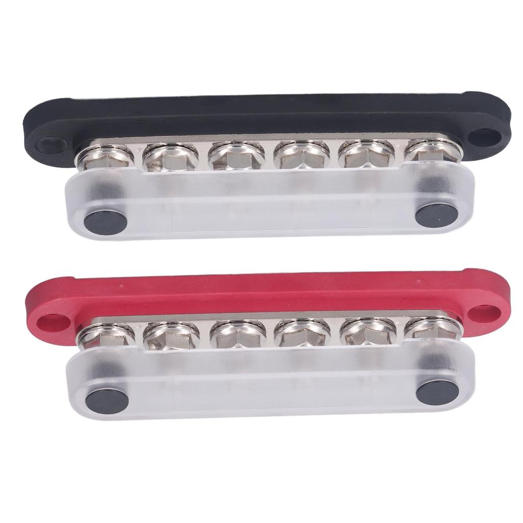 2Pcs Bus Bar 300VAC 48VDC 150A Marine Power Distribution Block Terminal M6 with Cover for