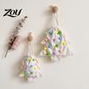 Cute Fur Ball Bell Ornaments Christmas Tree Drawstring Gift Bag, Plush Pom Hanging Reusable Xmas Decorations Ornament, Candy Pouch Decor for