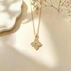 Gold-Plated Four-Leaf Clover Diamond Necklace - Women's Summer Elegant Light Luxury Fashion Trend