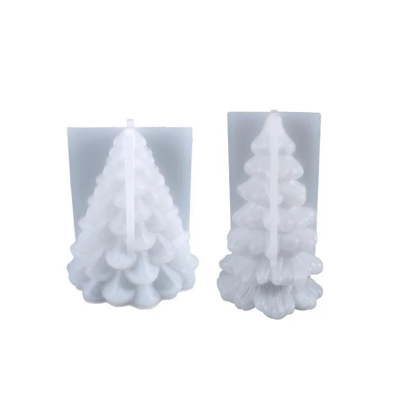 3D Christmas Tree Candle Silicone Mold Table Jewelry Crystal Glue Mold Christmas Tree Aromatherapy Cake Decoration Mould