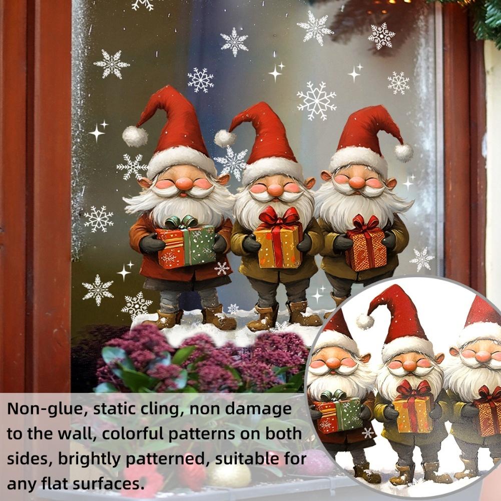 Holiday Home Decor Christmas Window Stickers Easy To Apply High-Quality PVC Material Santa Claus Design For Holiday Decorations