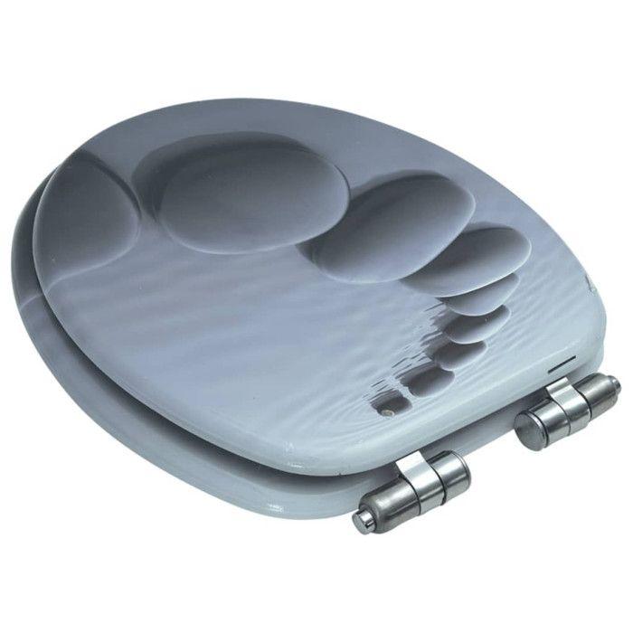 VidaXL MDF Toilet Seat Soft-Close Lid Stones