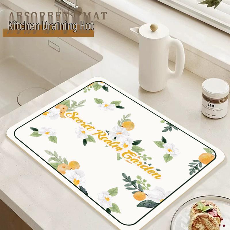 

Цветочная впитывающая прокладка: Многофункциональный коврик и подставка для ванной, кухни и обеденного стола. 30x40 cm