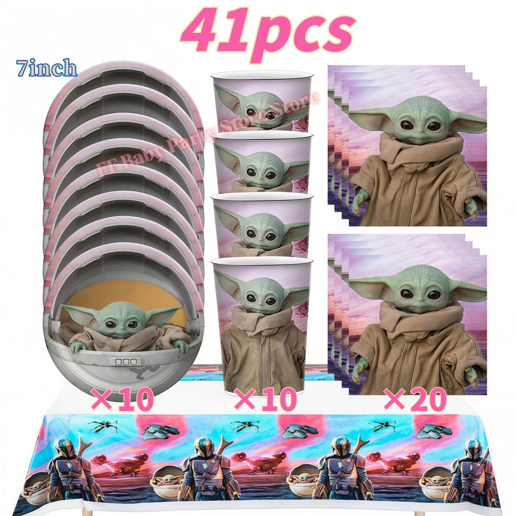 Star Waring Yoda Baby Theme Birthday Party Decoration Plate Napkin Cup Balloons Banner for Boys Favor Baby Shower Supplies Gifts