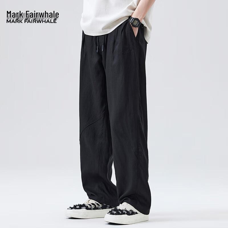 

Mark Fairwhale Men s Tencel Linen Breathable Loose Straight Casual Pants L