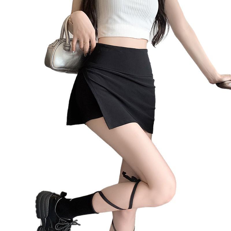 Women's Summer Petite A-Line Bodycon Skirt with Side Slit – Elastic and Slimming