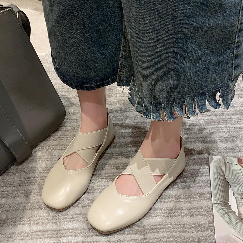Fashion French Style Women's Flats New 2024 Spring Season Fairy Women's Shoes Dress Mary Sandals Soft Leather Shallow Ballet Slippers