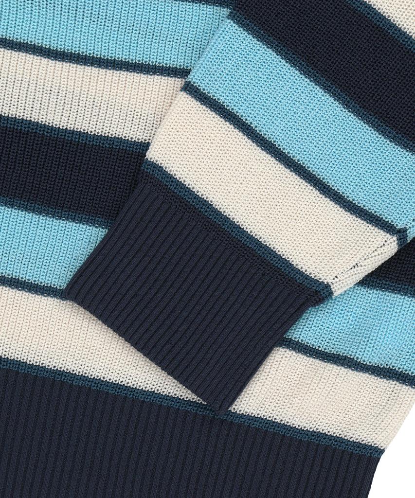 Brownbreath Striped Jacquard Hood Zip Up - Blue