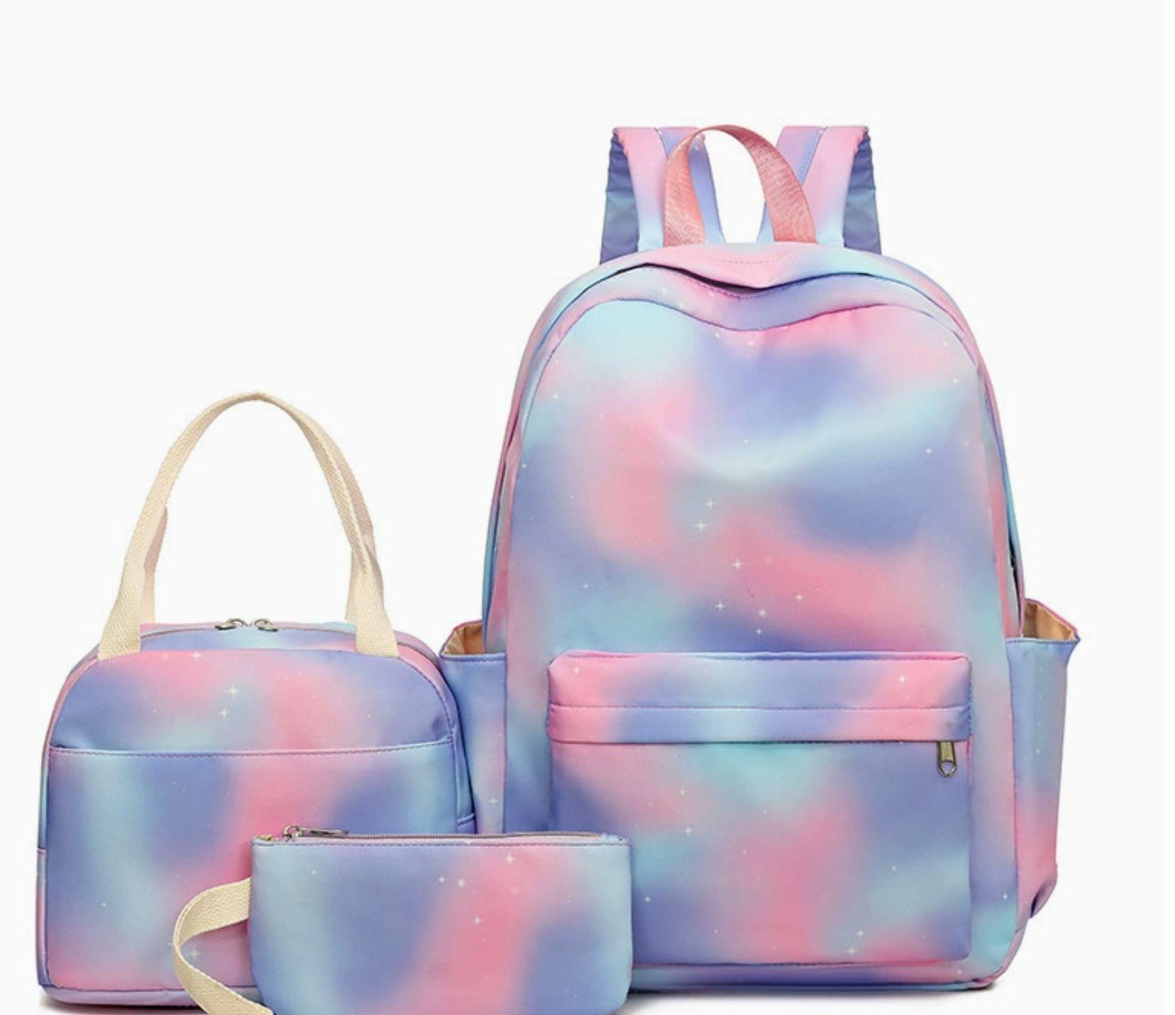 Student Schooltas, Meisje Schattig Hoge Waarde Grote Capaciteit Basis- en Middelbare School Schooltas Lunchtas Etui Set Three-piece set (no pattern printed)