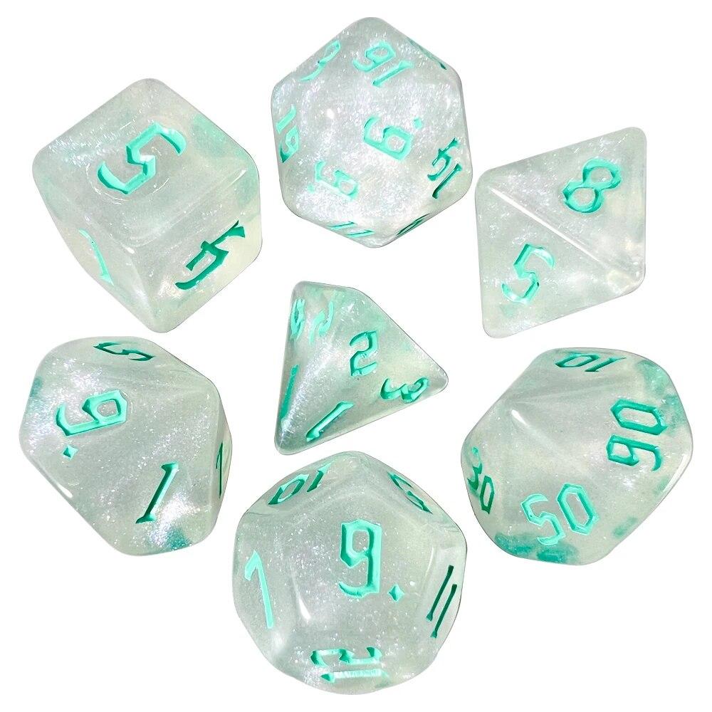 DND Cubes Dice RPG Dice Amazing Colours Mixing Fantasy Starlight Effect Unique Retro Font Styles For Roll Playing Card Games