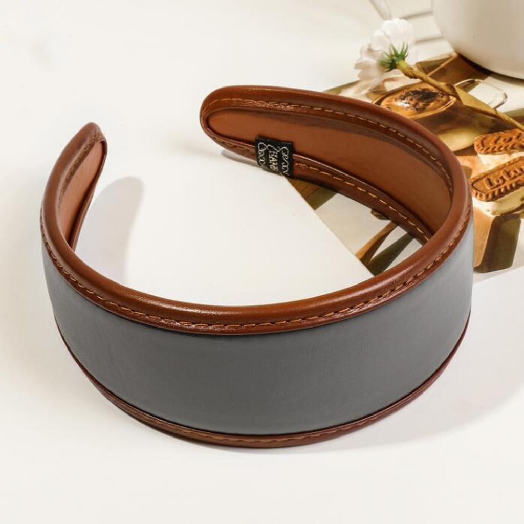 PROLY New Fashion Headband For Women Wide Side PU Leather Hairband Solid Color Turban Summer Travel Party Hair Accessories