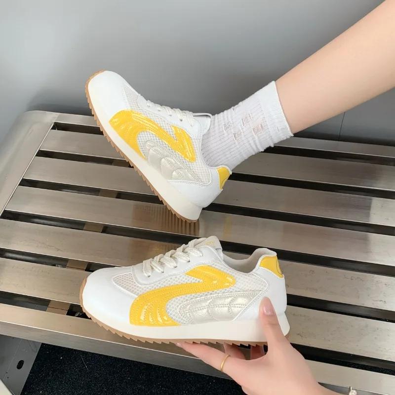 Fashion 2025 Fashion Ladies Shoes Lace-up Women's Vulcanize Shoes New Color Matching Mesh Best Seller Comfortable Breathable Sneakers