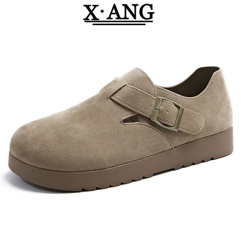 Cowhide version all-inclusive soft sole not tired feet women's shoes spring new one-pedal lazy Doudou single shoes