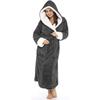 Fashion Women Winter Plush Lengthened Shawl Bathrobe Cardigan Home Clothes Long Sleeved Robe Coat Pajamas