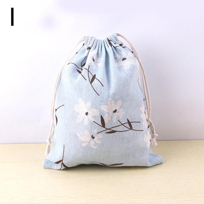 Cotton Linen Fabric Pouch Drawstring Bag Cute Animal Plant Print Kids Travel Cloth Storage Bag Makeup Case Xmas Gift Bag