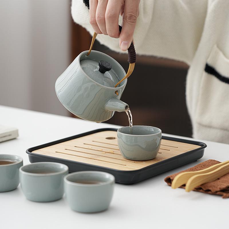 Kung Fu Tea Set Portable Outdoor Travel Express Cup One Pot Four Cups Household Ceramic Tea Pot