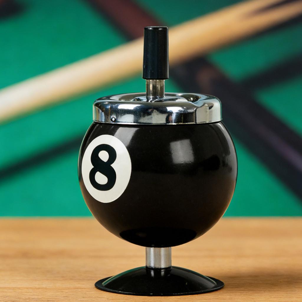 Stylish Metal Ashtray Billiards Shape Large Capacity Windproof Ashtray for Indoor Outdoor Use