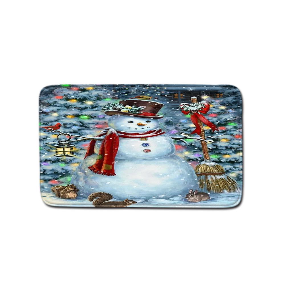 Christmas Shower Curtain Floor Mat Combination Four-Piece Set Bathroom Toilet Carpet Shower Room Mat Foot Mat