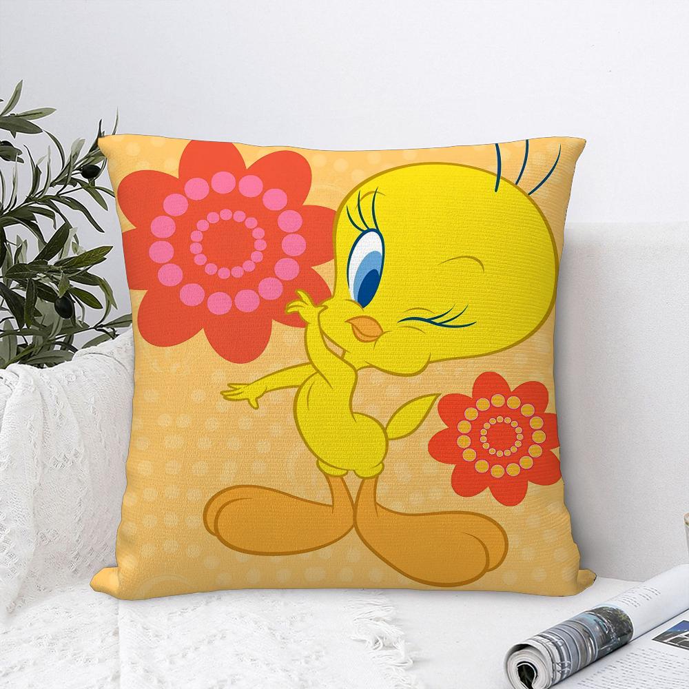 

Cartoon T-Tweety B-Bird Pillow Case Sofa Decorative Home Double-sided Print Plush Square Throw Pillow Covers Cushion Decor Cover 12x12Inch